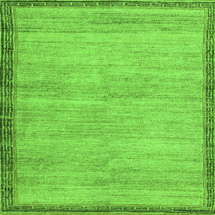 Square Machine Washable Abstract Green Modern Area Rugs, wshabs5307grn