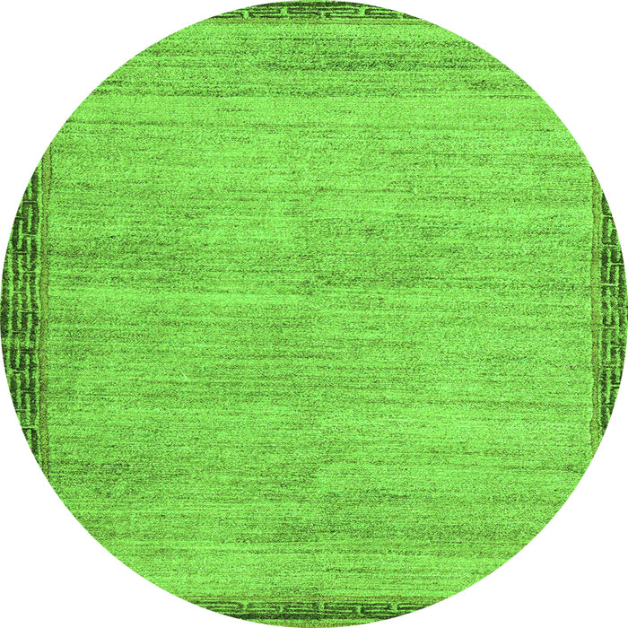 Round Abstract Green Modern Rug, abs5307grn
