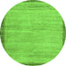 Round Abstract Green Modern Rug, abs5307grn