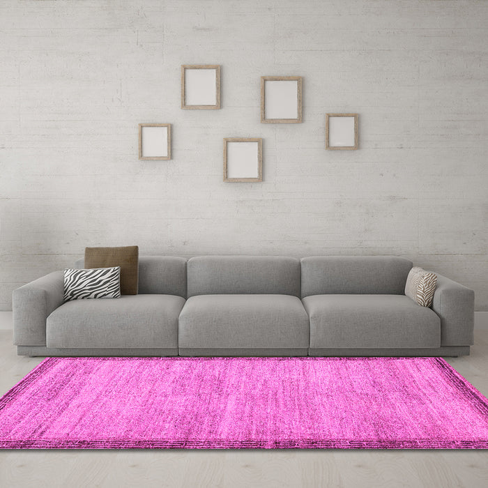 Machine Washable Abstract Pink Modern Rug in a Living Room, wshabs5307pnk