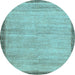 Round Machine Washable Abstract Light Blue Modern Rug, wshabs5307lblu