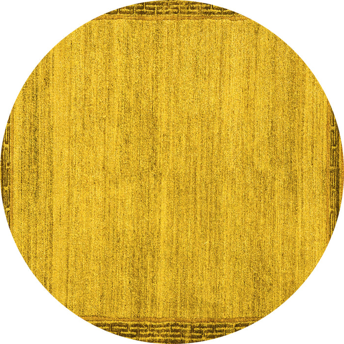Round Abstract Yellow Modern Rug, abs5307yw