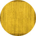 Round Abstract Yellow Modern Rug, abs5307yw