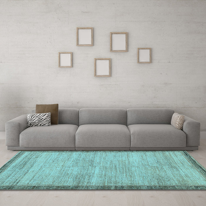 Machine Washable Abstract Light Blue Modern Rug in a Living Room, wshabs5307lblu