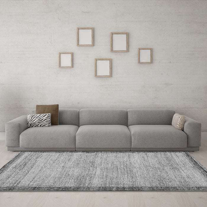 Machine Washable Abstract Gray Modern Rug in a Living Room,, wshabs5307gry