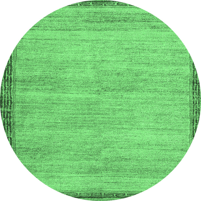 Round Abstract Emerald Green Modern Rug, abs5307emgrn