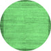 Round Abstract Emerald Green Modern Rug, abs5307emgrn