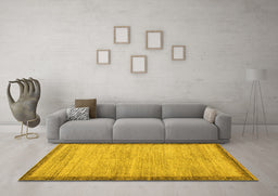 Machine Washable Abstract Yellow Modern Rug in a Living Room, wshabs5307yw
