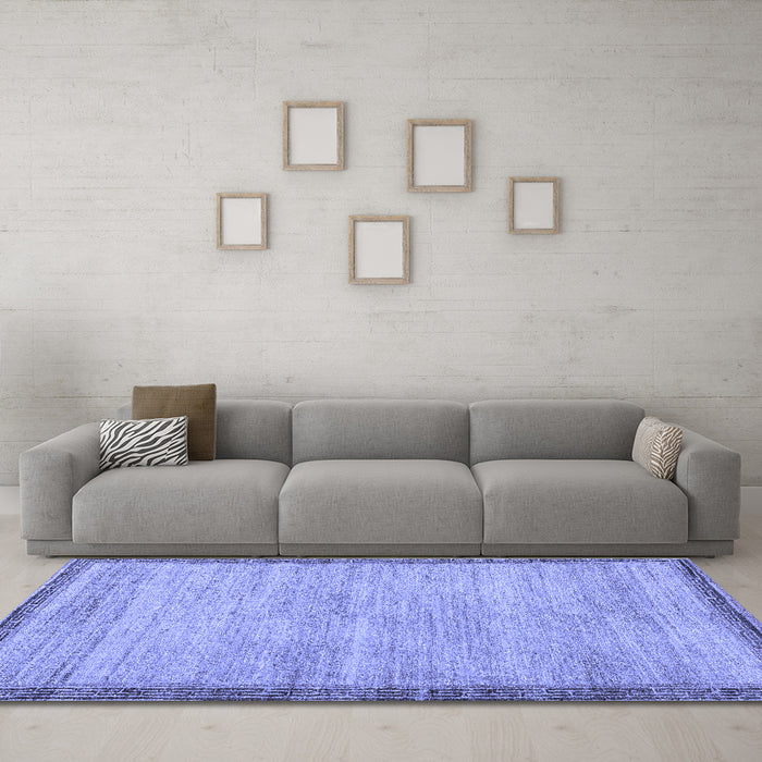 Machine Washable Abstract Blue Modern Rug in a Living Room, wshabs5307blu