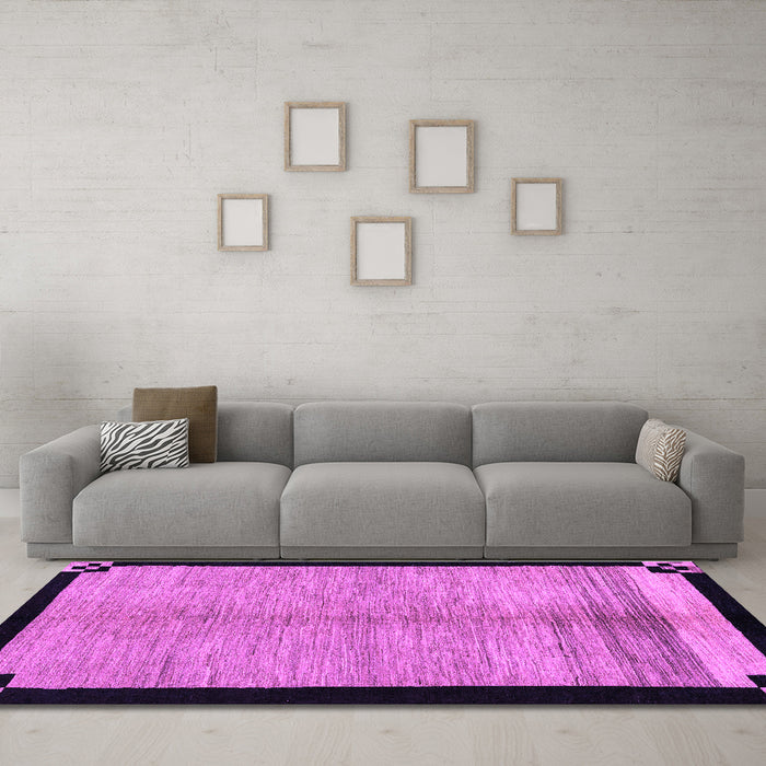 Machine Washable Oriental Purple Modern Area Rugs in a Living Room, wshabs5308pur