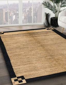 Abstract Reddish Brown Oriental Rug in Family Room, abs5308