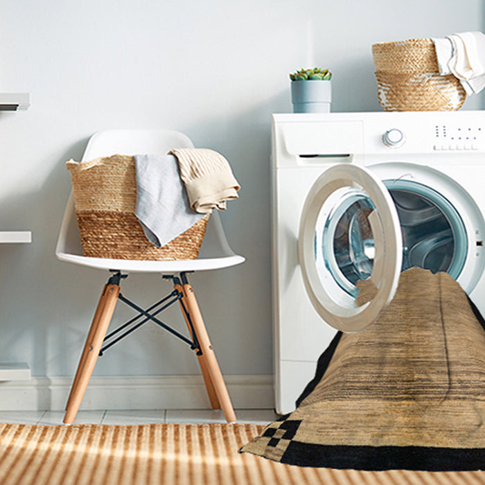 Machine Washable Abstract Red Brown Rug in a Washing Machine, wshabs5308