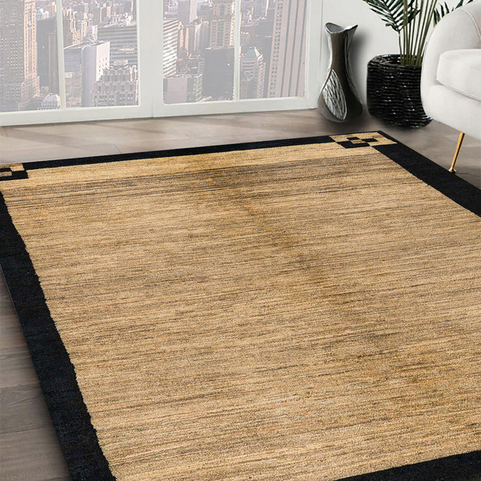 Abstract Reddish Brown Oriental Rug in Family Room, abs5308