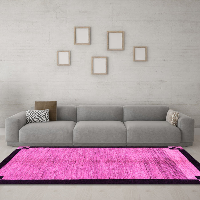 Machine Washable Oriental Pink Modern Rug in a Living Room, wshabs5308pnk