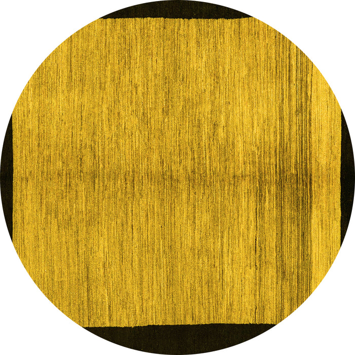 Round Machine Washable Oriental Yellow Modern Rug, wshabs5308yw