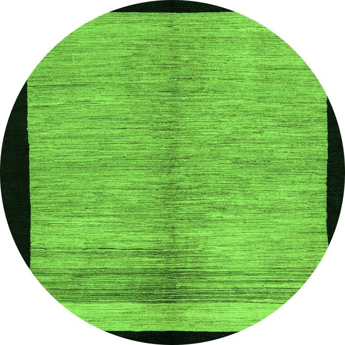 Round Machine Washable Oriental Green Modern Area Rugs, wshabs5308grn