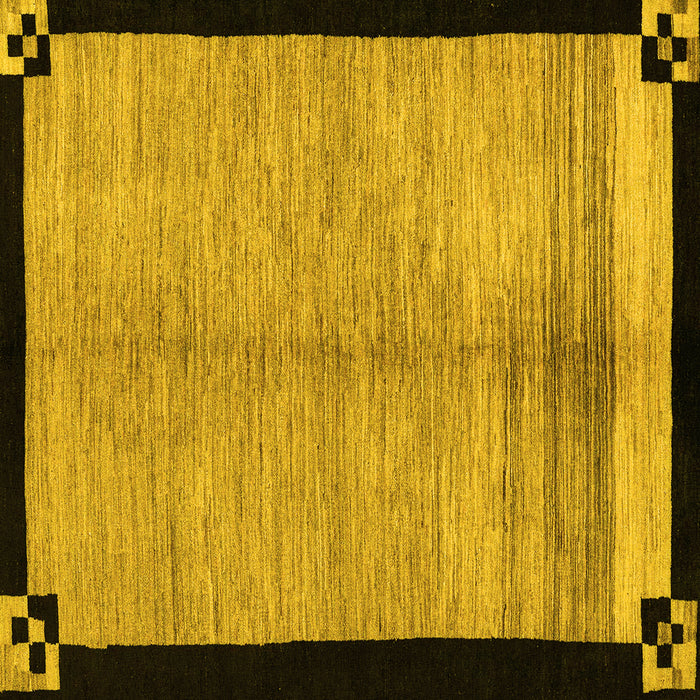 Square Machine Washable Oriental Yellow Modern Rug, wshabs5308yw