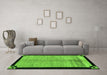 Machine Washable Oriental Green Modern Area Rugs in a Living Room,, wshabs5308grn