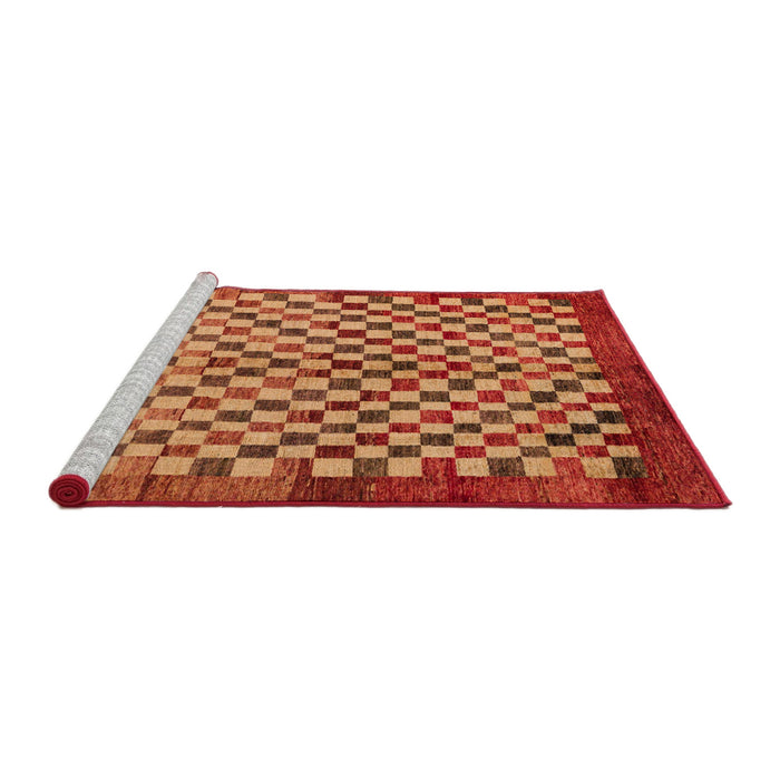 Sideview of Machine Washable Abstract Red Rug, wshabs5309