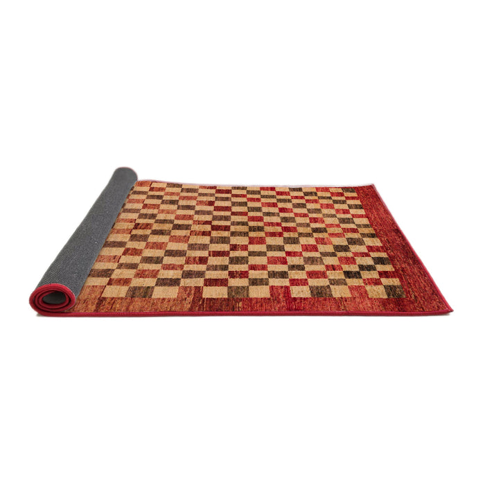 Sideview of Abstract Red Checkered Rug, abs5309