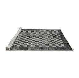 Sideview of Machine Washable Checkered Gray Modern Rug, wshabs5309gry