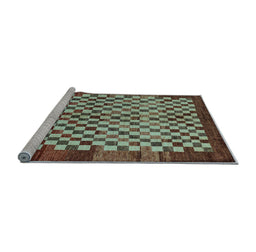 Sideview of Machine Washable Checkered Light Blue Modern Rug, wshabs5309lblu