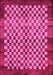 Machine Washable Checkered Pink Modern Rug, wshabs5309pnk