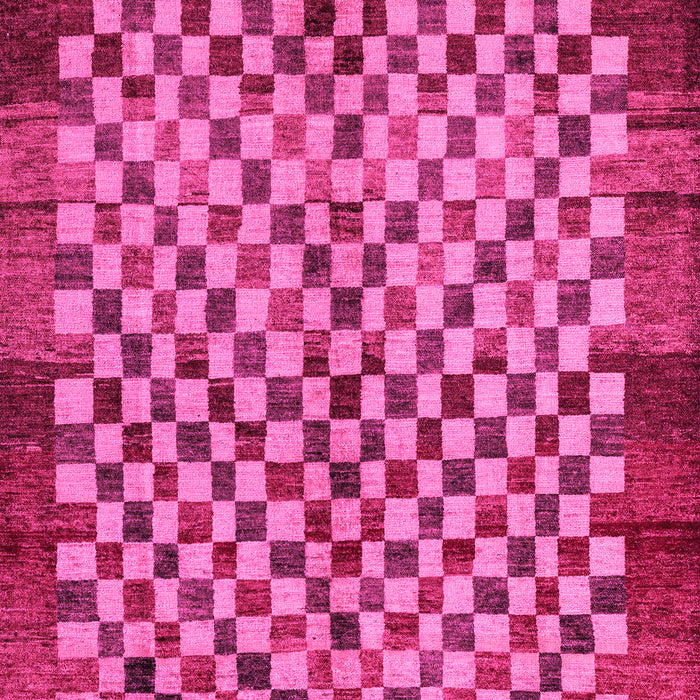 Machine Washable Checkered Pink Modern Rug, wshabs5309pnk