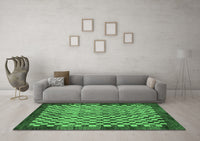 Machine Washable Checkered Emerald Green Modern Rug, wshabs5309emgrn