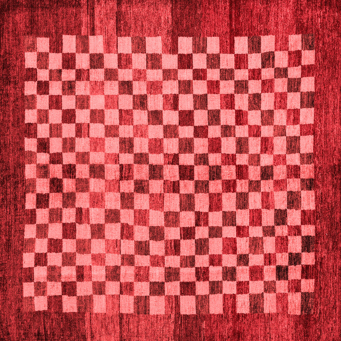 Machine Washable Checkered Red Modern Rug, wshabs5309red