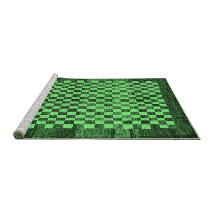 Sideview of Machine Washable Checkered Emerald Green Modern Area Rugs, wshabs5309emgrn