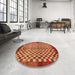 Round Machine Washable Abstract Red Rug in a Office, wshabs5309