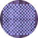 Round Machine Washable Checkered Blue Modern Rug, wshabs5309blu