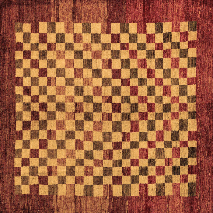 Square Machine Washable Checkered Brown Modern Rug, wshabs5309brn