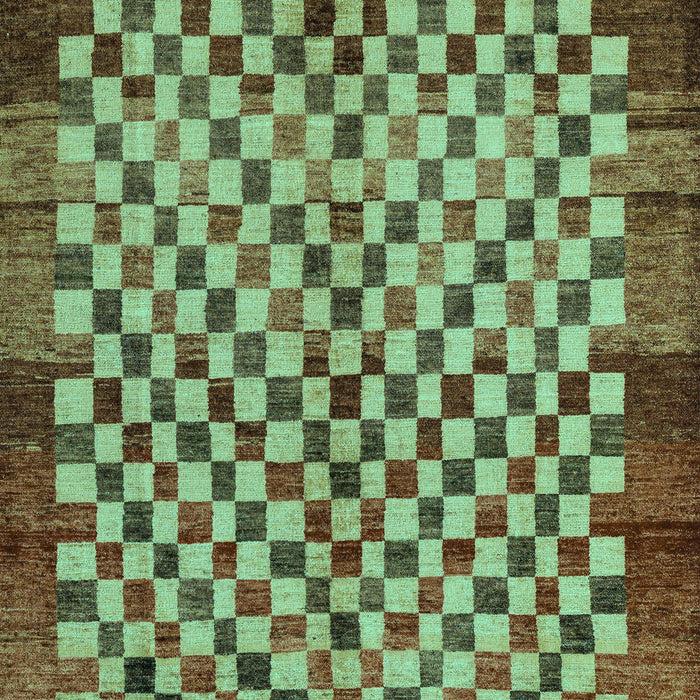 Machine Washable Checkered Turquoise Modern Area Rugs, wshabs5309turq