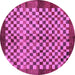Round Machine Washable Checkered Purple Modern Area Rugs, wshabs5309pur
