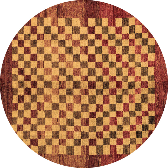 Round Machine Washable Checkered Brown Modern Rug, wshabs5309brn