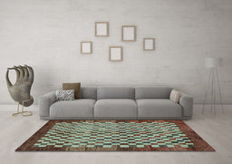 Machine Washable Checkered Light Blue Modern Rug in a Living Room, wshabs5309lblu