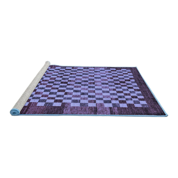 Sideview of Machine Washable Checkered Blue Modern Rug, wshabs5309blu