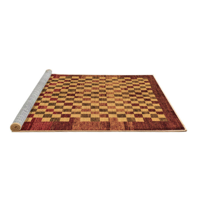 Sideview of Machine Washable Checkered Brown Modern Rug, wshabs5309brn