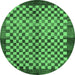 Round Checkered Emerald Green Modern Rug, abs5309emgrn