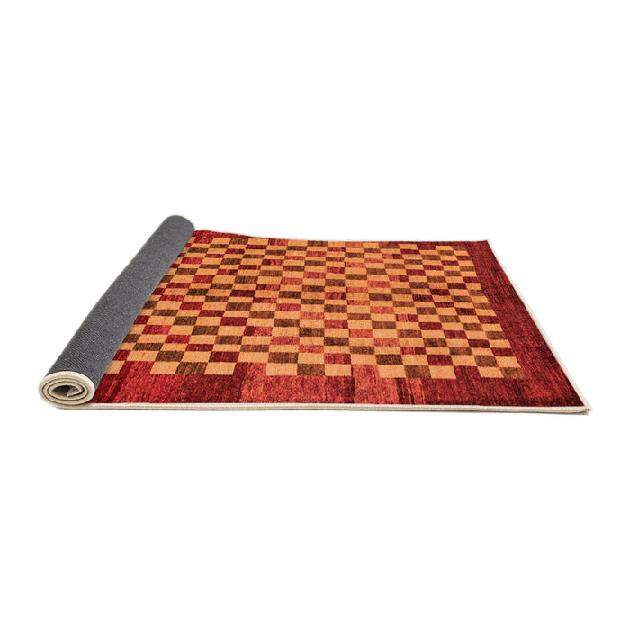 Sideview of Checkered Orange Modern Rug, abs5309org