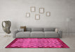 Machine Washable Checkered Pink Modern Rug in a Living Room, wshabs5309pnk