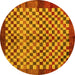 Round Machine Washable Checkered Yellow Modern Rug, wshabs5309yw