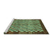 Sideview of Machine Washable Checkered Turquoise Modern Area Rugs, wshabs5309turq