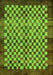 Machine Washable Checkered Green Modern Area Rugs, wshabs5309grn