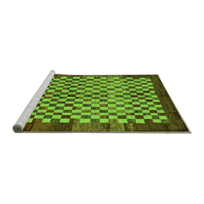 Sideview of Machine Washable Checkered Green Modern Area Rugs, wshabs5309grn