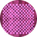 Round Checkered Purple Modern Rug, abs5309pur