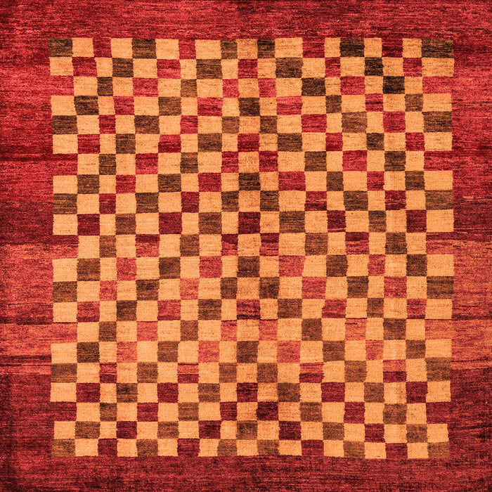 Square Checkered Orange Modern Rug, abs5309org