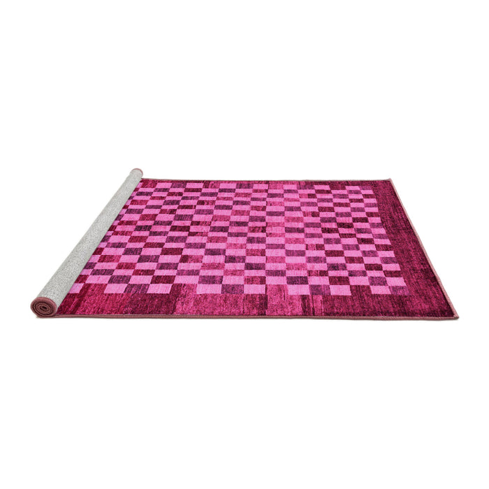 Sideview of Machine Washable Checkered Pink Modern Rug, wshabs5309pnk